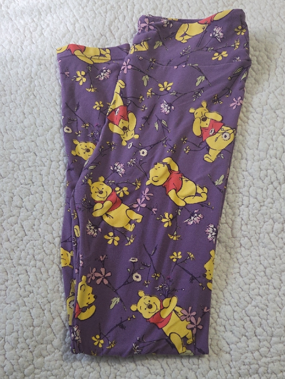LuLaRoe Winnie the Pooh Purple Leggings OS